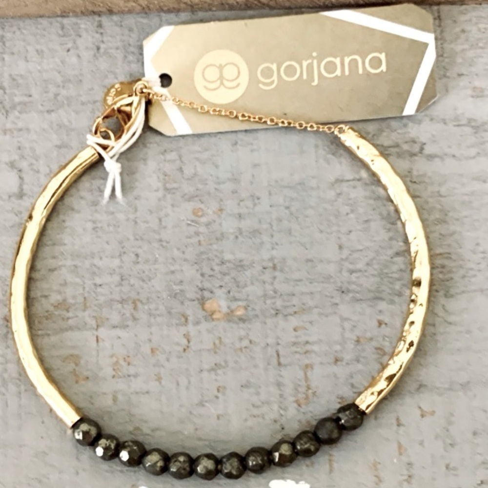 🆕Gorjana Power Gemstone Cuff Bracelet Gold and Pyrite - Picture 4 of 4
